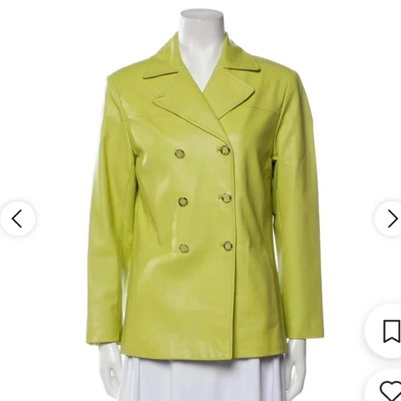 St John 100% Leather Blazer in a beautiful vibrant green. - Picture 1 of 12